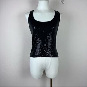 Vintage Shirt Womens Extra Small Y2K Sequin Racerback Tank Top Stretch Black